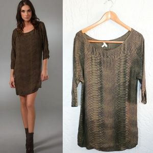 Joie Silk Brown Snakeskin Print Shift Dress Size XSmall